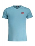 Tricou barbati, cu imprimeu cu logo, Regular fit, Azur, L