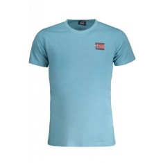 Tricou barbati, cu imprimeu cu logo, Regular fit, Azur (Marime: 2XL)