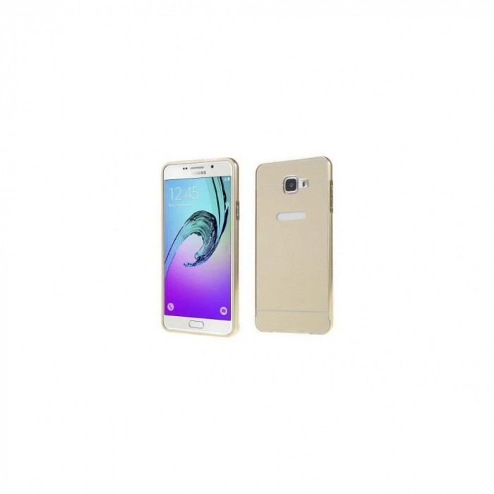 Husa Bumper Aluminiu Mirror I-berry Pentru Samsung Galaxy A5 (2016) Auriu