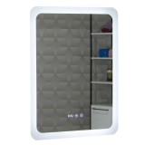 Oglinda baie GNMD21 cu iluminare LED, functie dezaburire, ceas si termometru, 60 cm, suspendata, alb