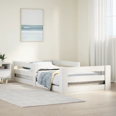 vidaXL Cadru pat fără saltea, alb, 90x190 cm, lemn masiv de pin 855694