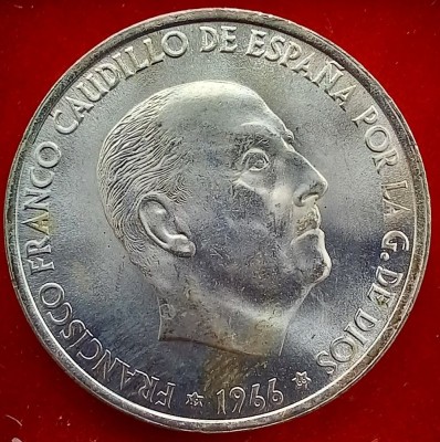 (A24) MONEDA DIN ARGINT SPANIA - 100 PESETAS 1966 (66), FRANCISCO FRANCO, STARE AUNC foto