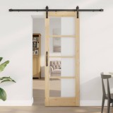 Ușă glisantă cu set hardware &#039;ORKDAL&#039;din lemn masiv și sticlă