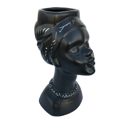 Vaza decorativa, Africana, 30 cm, Negru, 468H-2 foto