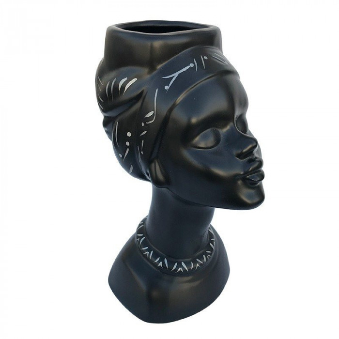 Vaza decorativa, Africana, 30 cm, Negru, 468H-2