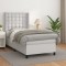 vidaXL Pat box spring cu saltea, alb, 100x200 cm, piele ecologică