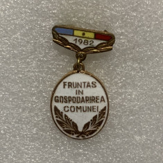 Insigna fruntaș în gospodărirea comunei 1982