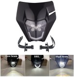 Cumpara ieftin Carena si far LED fata pentru motociclete, Negru, cu faza scurta si lunga - Model universal pentru ENDURO Trail Streetfighter