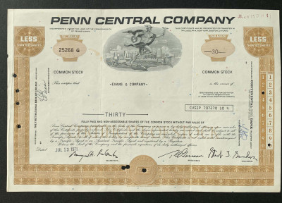 Penn Central Company - Actiuni - Chicago - 1971 foto