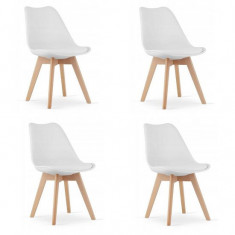 Set 4 scaune stil scandinav, Artool, Mark, PP, lemn, alb, 49x43x82 cm GartenVIP DiyLine