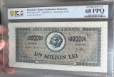 1000000 lei 1947 PCGS68 unc bancnota gradata