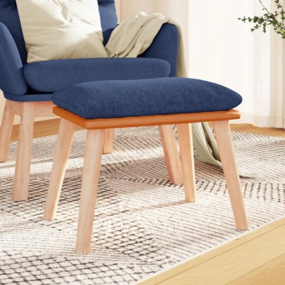 Taburet, albastru, 45x29,5x35 cm, material textil și piele eco foto