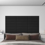 vidaXL Tăblie de Pat pentru Perete 12 pcs Negru 60 x 15 cm țesătură 42020533