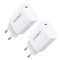 Choetech Set &icirc;ncărcător Q5004 20W PD iPhone 12/13 alb (2 buc)