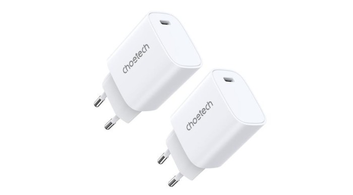 Choetech Set &icirc;ncărcător Q5004 20W PD iPhone 12/13 alb (2 buc)