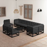 VidaXL Set mobilier de grădină cu perne, 10 piese, lemn masiv de pin