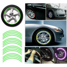 Set 16 Ornamente Reflectorizante pentru Jante Auto Moto culoare Verde