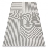 Covor sisal Flat 49376637 Cercuri dungi gri / crem, 140x200 cm