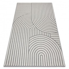 Covor sisal Flat 49376637 Cercuri dungi gri / crem, 200x290 cm