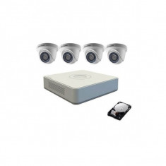 Kit 2 camere supraveghere Turbo HD 720p Hikvision + DVR 4 Canale HikVision + HDD 500GB + Sursa + Mouse foto