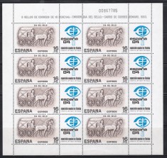 Spania 1983-Ziua Timbrului-Expo. Internationala Filatelica ESPANA 84,MC de 8,MNH