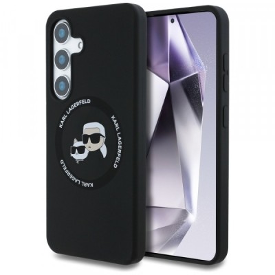 Husa MagSafe pentru Samsung Galaxy S25+ S936, Karl Lagerfeld, Silicone Double Heads, Neagra foto