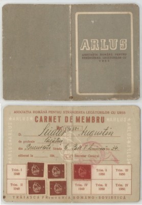 Romania, ARLUS, Carnet de membru, Bucuresti, 1952 foto