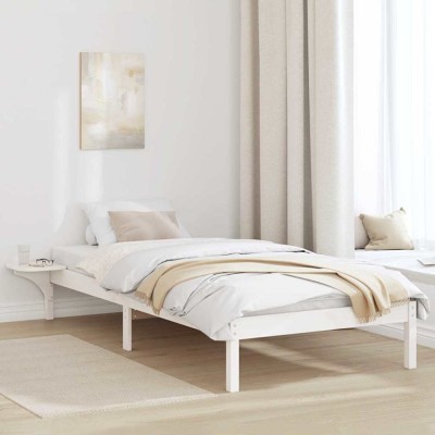 vidaXL Cadru de pat cu mese laterale Alb 90 x 200 cm Alb foto