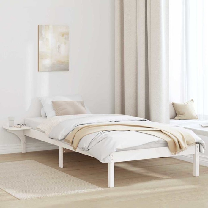 vidaXL Cadru de pat cu mese laterale Alb 90 x 200 cm Alb