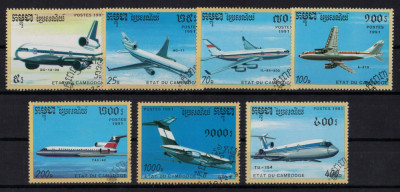 CAMBODGIA 1991 - Avioane/ serie completa foto