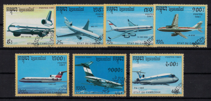CAMBODGIA 1991 - Avioane/ serie completa