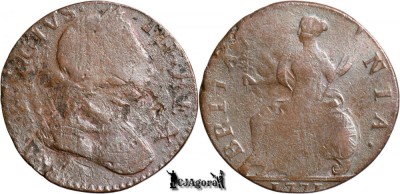1771, &amp;frac12; Penny - George al III-lea - Regatul Marii Britanii | fals contemporan foto