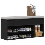 VidaXL Bancă de pantofi neagră 102x30,5x45 cm Lemn prelucrat