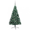 VidaXL Jumătate brad Crăciun artificial cu set globuri verde 210 cm