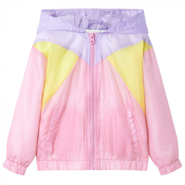 Jachetă pentru copii cu glugă și fermoar, multicolor, 128