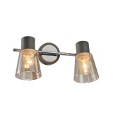 Cumpara ieftin Aplica Klausen Berg 2 Stil Clasic 18x30x20cm 2xE27 Ambra Crom Gri Corp Iluminat Perete Interior Eleganta Ambientala Corpuri Iluminat Metal Sticla