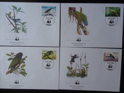 Dominica-WWF,FDC Pasari-set complet foto