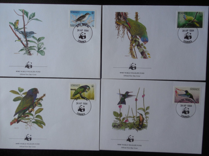 Dominica-WWF,FDC Pasari-set complet