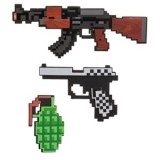 Set Arme Jucărie Minecraft din Spumă - Mitralieră, Revolver și Grenadă, CMCLASS