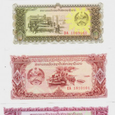 Bancnota Laos 5, 10 ,20 si 50 Kip (1979) - P26-29 UNC ( set x4 - 3 replacement )