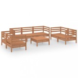 Cumpara ieftin Set mobilier de gradina, 8 piese, maro miere, lemn masiv de pin