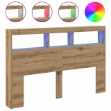 Cumpara ieftin Dulap pentru tablie cu LED Stejar Artisan 160x17x102 cm