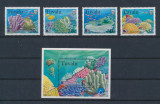 TUVALU-1998-Viata marina-CORALI-Serie completa de 4 timbre si colita MNH, Nestampilat