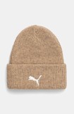Puma caciula din amestec de lana culoarea bej, din tricot gros, 25495