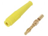 Conector banană 4mm 32A galben neizolat 2,5mm2 aurit