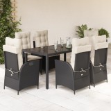 vidaXL Set mobilier de grădină cu perne, 7 piese, negru, poliratan 3213063