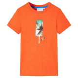 Tricou pentru copii, portocaliu &icirc;nchis, 92, vidaXL
