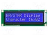Afișaj LCD alfanumeric STN Negative 16x2 albastru cu iluminare LED RAYSTAR OPTRONICS