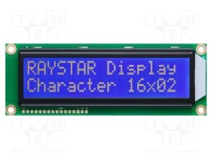 Afișaj LCD alfanumeric STN Negative 16x2 albastru cu iluminare LED RAYSTAR OPTRONICS