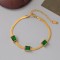 Brățară Elegantă Femei, Inox Placat Aur 14K, Cu Zirconiu Verde Strălucitor